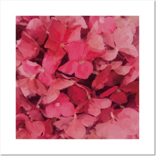 Pink Hydrangea Flower Painting Posters and Art